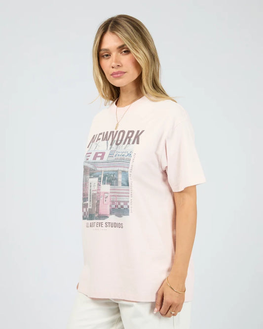 ALL ABOUT EVE NEW YORK DINER RELAXED TEE - PALE PINK