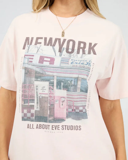 ALL ABOUT EVE NEW YORK DINER RELAXED TEE - PALE PINK