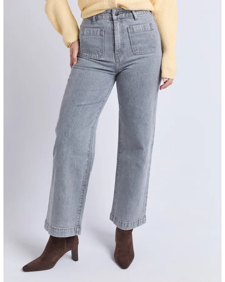 FOXWOOD SARAH WIDE LEG JEAN - WASHED GREY