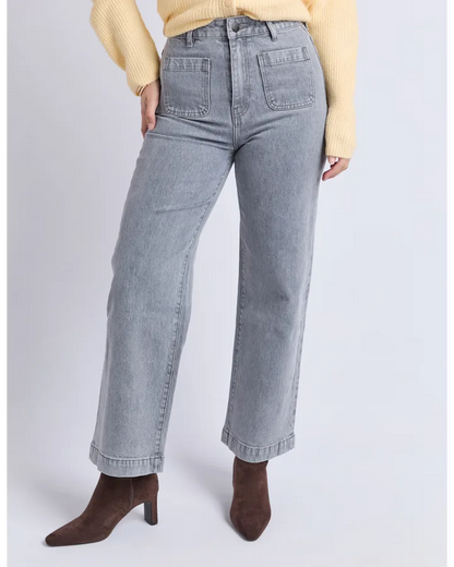 FOXWOOD SARAH WIDE LEG JEAN - WASHED GREY