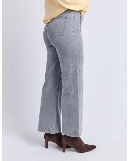 FOXWOOD SARAH WIDE LEG JEAN - WASHED GREY