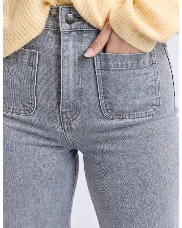 FOXWOOD SARAH WIDE LEG JEAN - WASHED GREY
