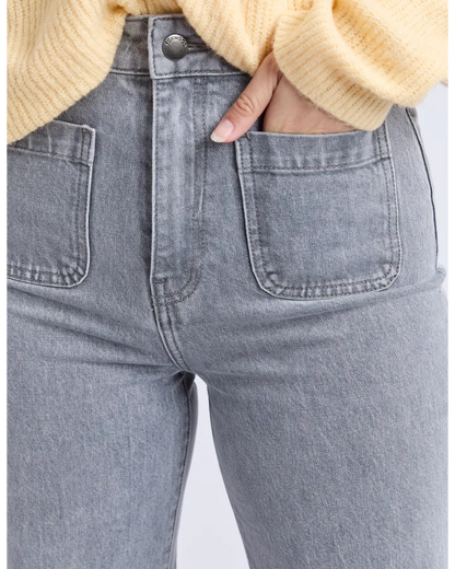 FOXWOOD SARAH WIDE LEG JEAN - WASHED GREY