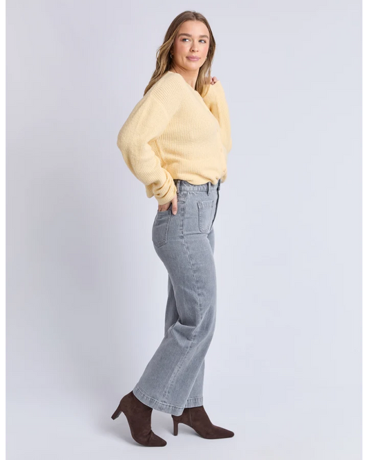 FOXWOOD SARAH WIDE LEG JEAN - WASHED GREY