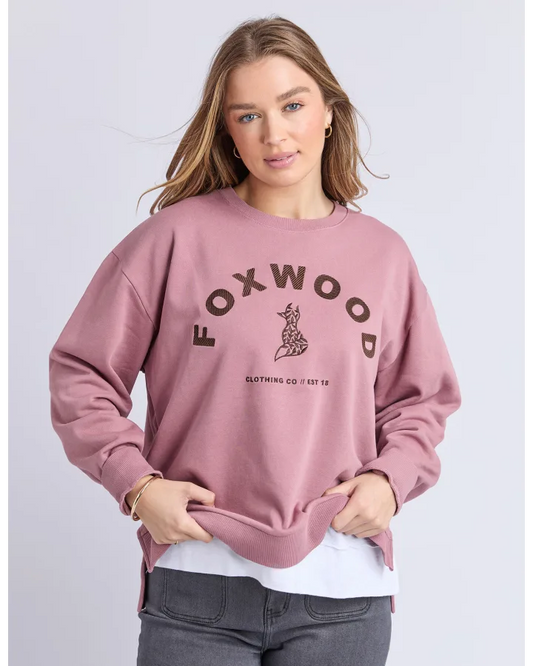 FOXWOOD EFFORTLESS CONTRAST CREW - DUSTY ROSE