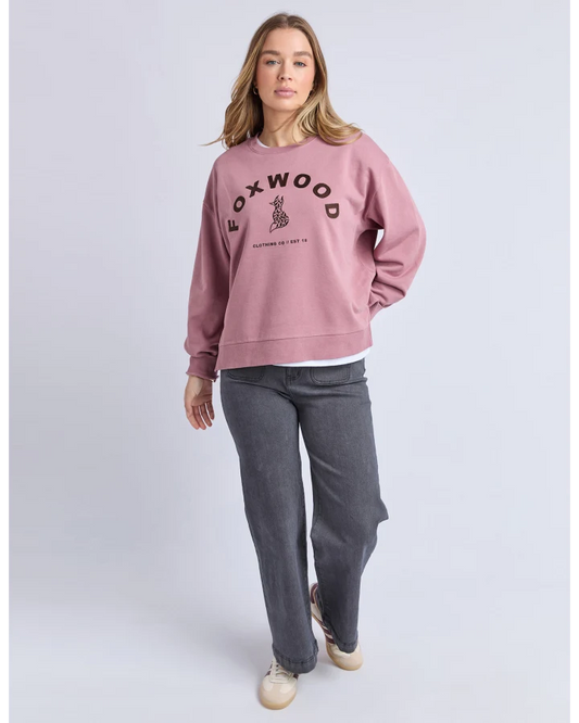 FOXWOOD EFFORTLESS CONTRAST CREW - DUSTY ROSE