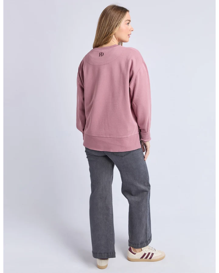 FOXWOOD EFFORTLESS CONTRAST CREW - DUSTY ROSE