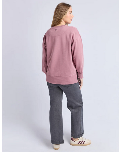 FOXWOOD EFFORTLESS CONTRAST CREW - DUSTY ROSE