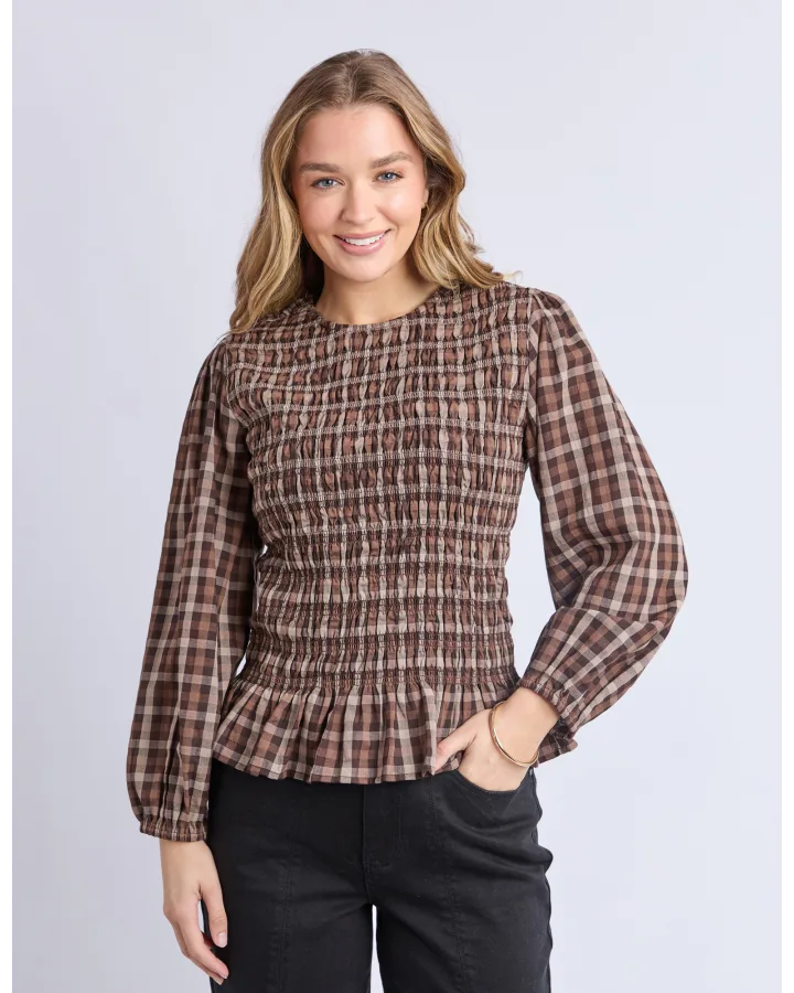 FOXWOOD COCO CHECK TOP - COFFEE CHECK