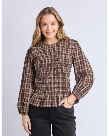 FOXWOOD COCO CHECK TOP - COFFEE CHECK
