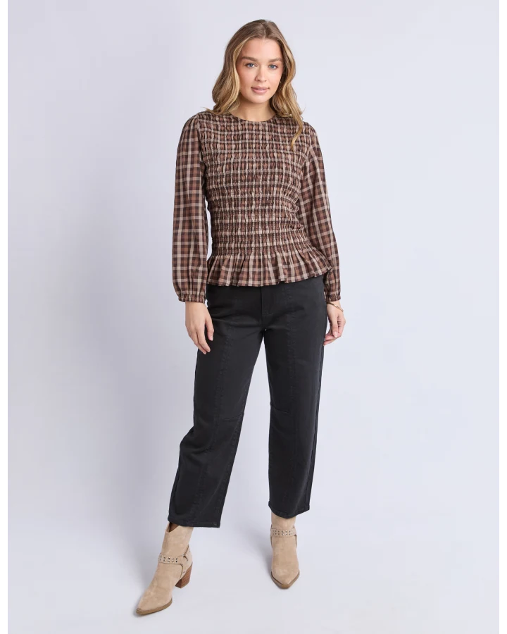 FOXWOOD COCO CHECK TOP - COFFEE CHECK