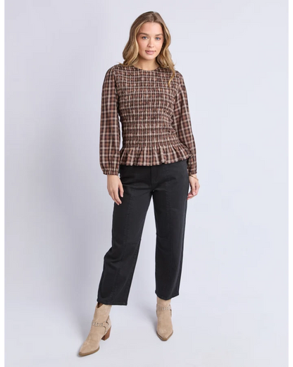 FOXWOOD COCO CHECK TOP - COFFEE CHECK