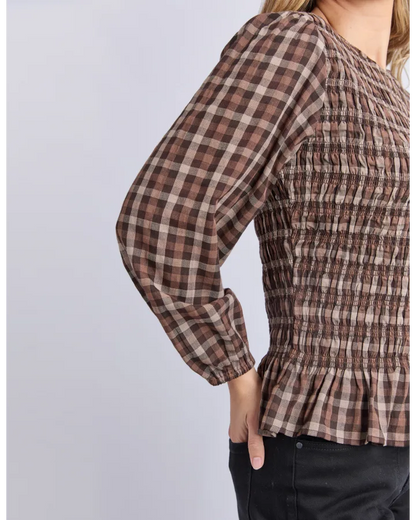 FOXWOOD COCO CHECK TOP - COFFEE CHECK