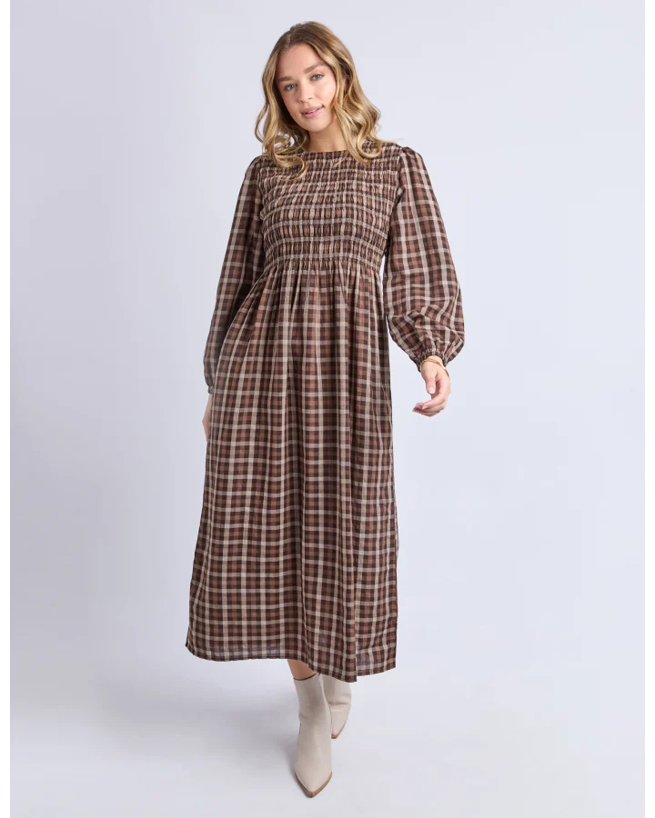 FOXWOOD COCO CHECK DRESS - COFFEE CHECK