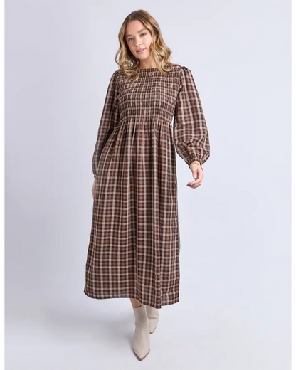 FOXWOOD COCO CHECK DRESS - COFFEE CHECK