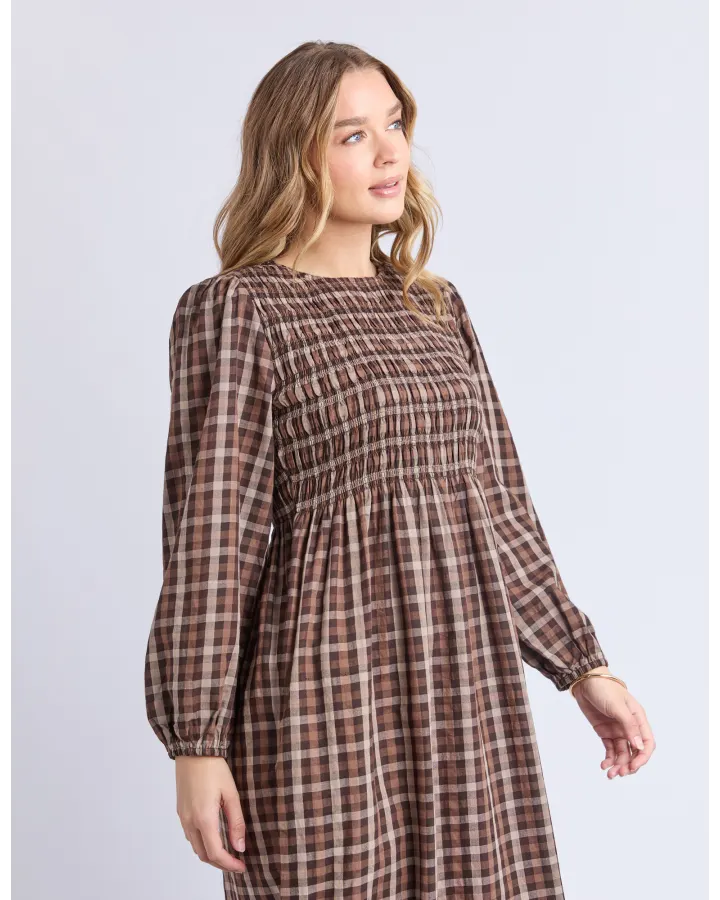 FOXWOOD COCO CHECK DRESS - COFFEE CHECK