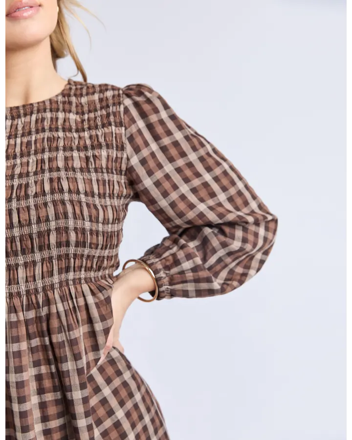 FOXWOOD COCO CHECK DRESS - COFFEE CHECK