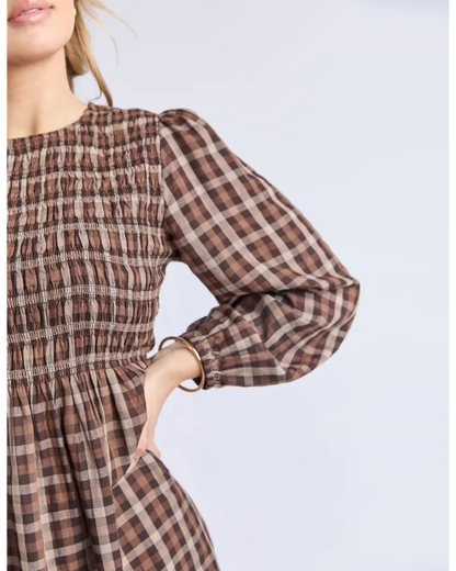 FOXWOOD COCO CHECK DRESS - COFFEE CHECK