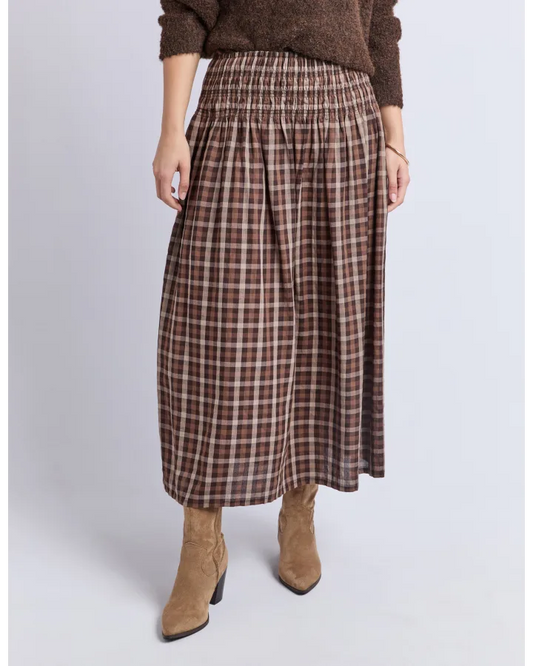 FOXWOOD COCO CHECK SKIRT - COFFEE CHECK