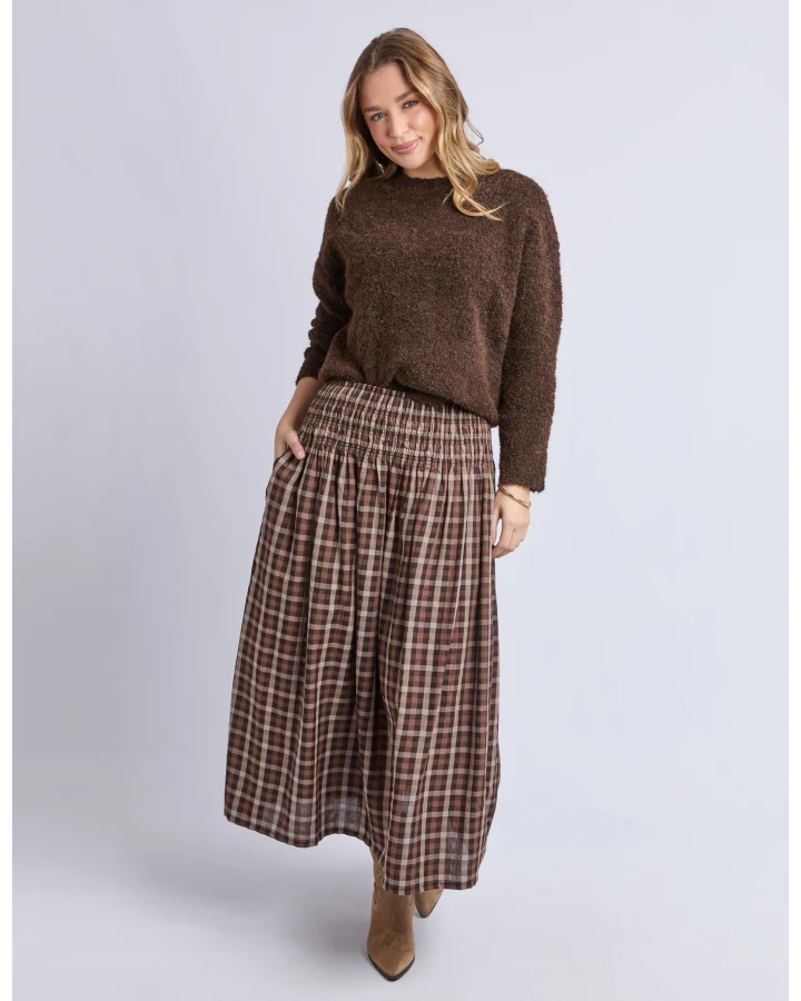 FOXWOOD COCO CHECK SKIRT - COFFEE CHECK