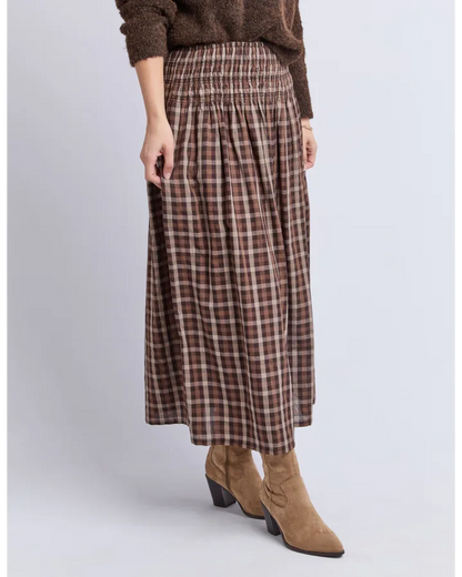 FOXWOOD COCO CHECK SKIRT - COFFEE CHECK