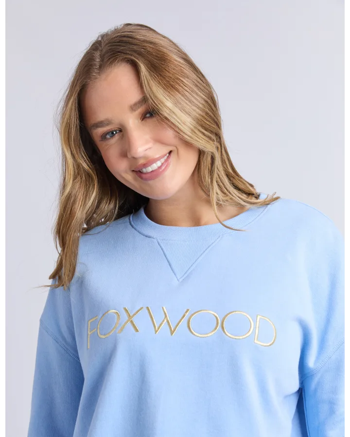 FOXWOOD SIMPLIFIED METALLIC CREW - BLUE / LEMON