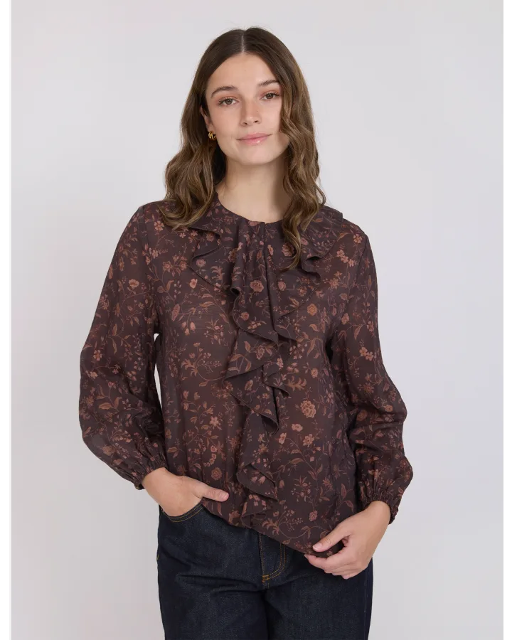STELLA & GEMMA COLETTE BLOUSE - CACAO JARDIN