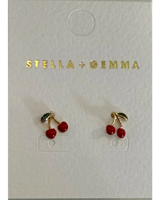 STELLA & GEMMA EARRING - GOLD RED CHERRIES