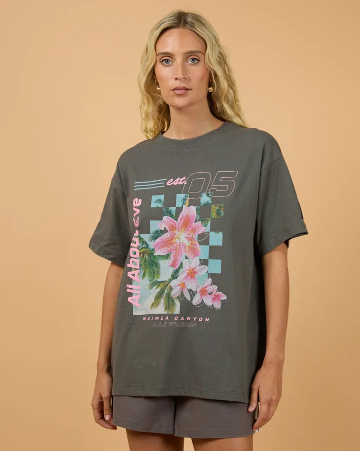 ALL ABOUT EVE CANYON RELAXED TEE - CHARCOAL