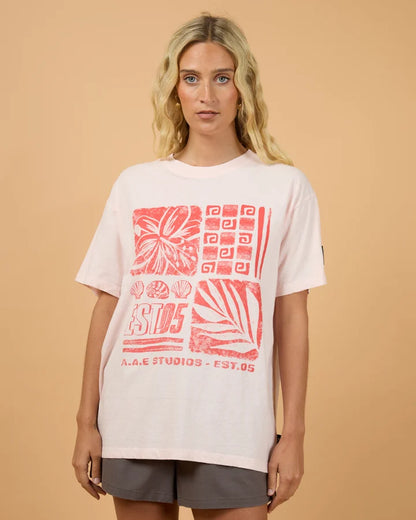 ALL ABOUT EVE SIDELINES RELAXED TEE - PALE PINK