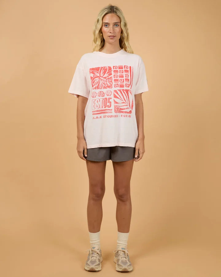 ALL ABOUT EVE SIDELINES RELAXED TEE - PALE PINK