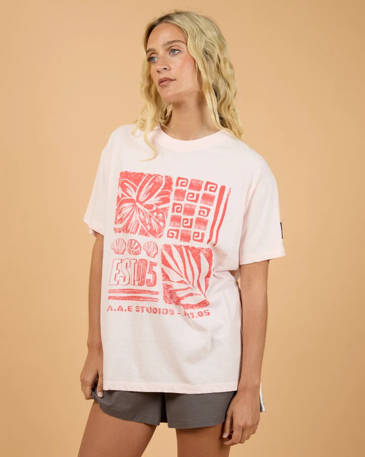 ALL ABOUT EVE SIDELINES RELAXED TEE - PALE PINK