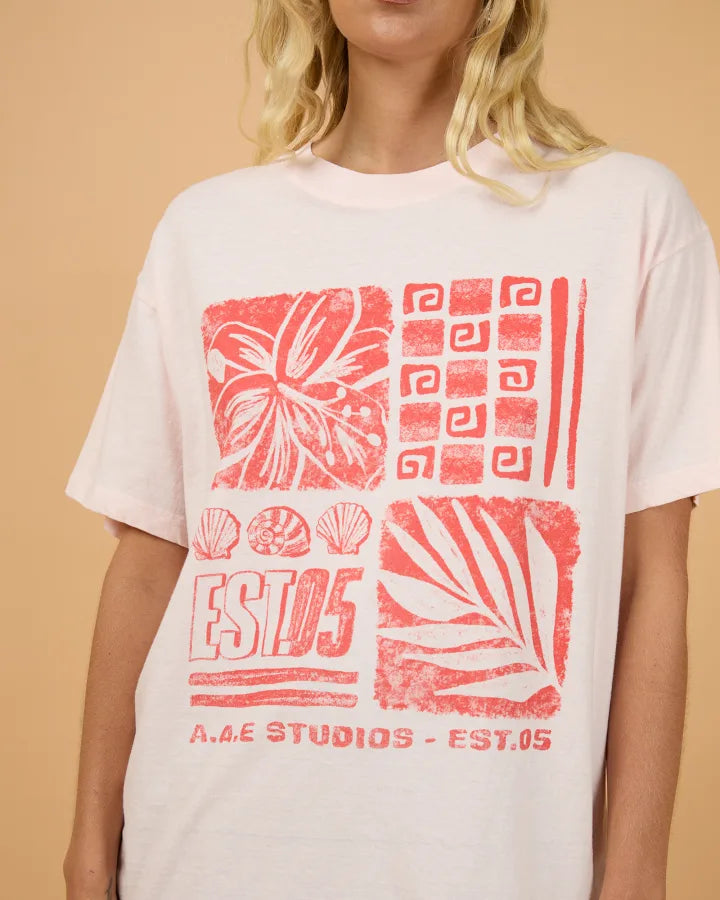 ALL ABOUT EVE SIDELINES RELAXED TEE - PALE PINK