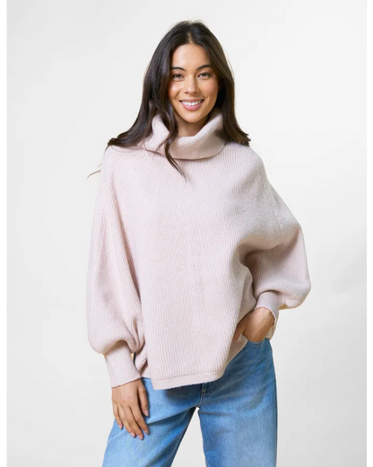 STELLA & GEMMA POLO NECK PONCHO - BLUSH