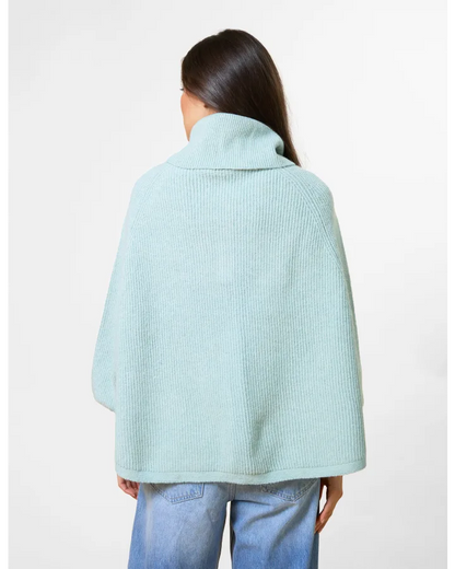 STELLA & GEMMA POLO NECK PONCHO - AQUAMARINE