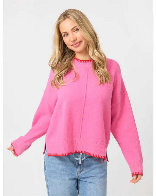 STELLA & GEMMA BRIAR JUMPER - PINK / RED