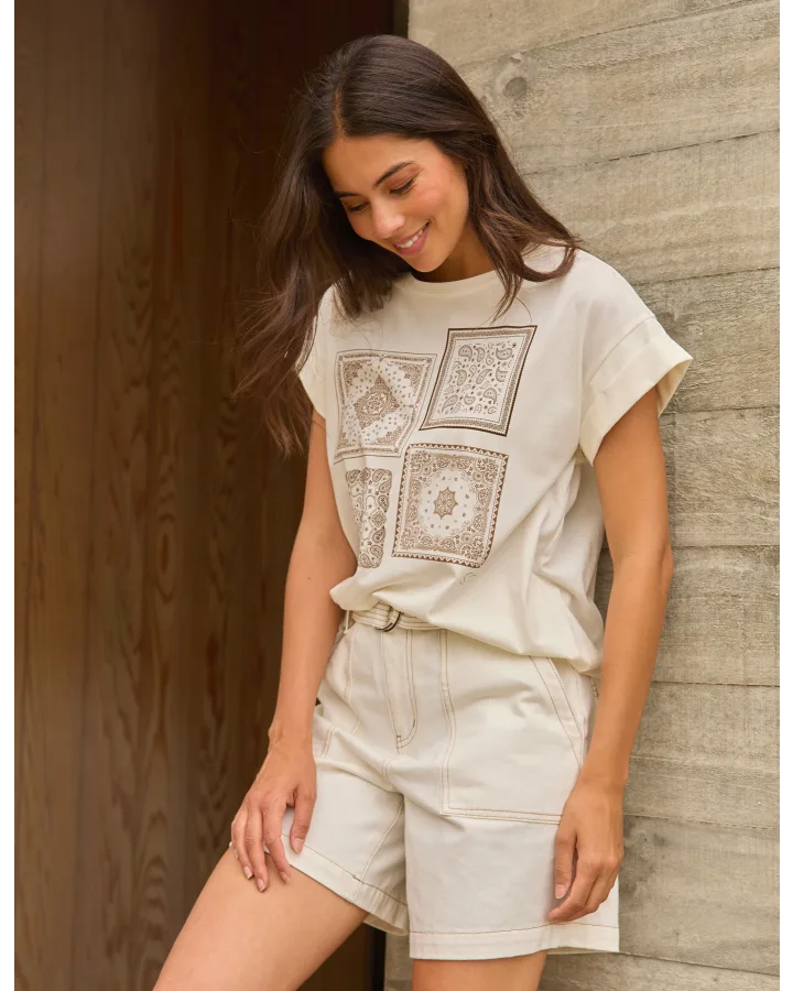 STELLA & GEMMA CUFF TEE CLAY - TUSCAN TILE
