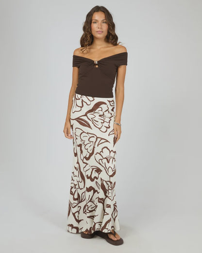 SILENT THEORY LUCIA MAXI SKIRT - VINTAGE WHITE