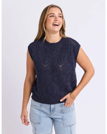 FOXWOOD LUNA KNIT VEST - DARK SAPPHIRE