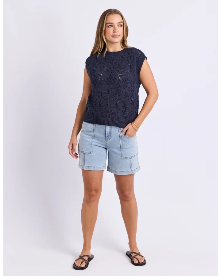 FOXWOOD LUNA KNIT VEST - DARK SAPPHIRE