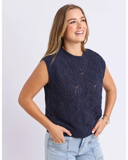 FOXWOOD LUNA KNIT VEST - DARK SAPPHIRE