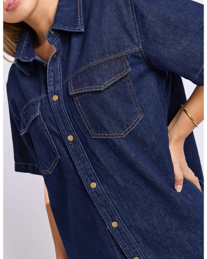 FOXWOOD DAISY SS SHIRT - INDIGO BLUE