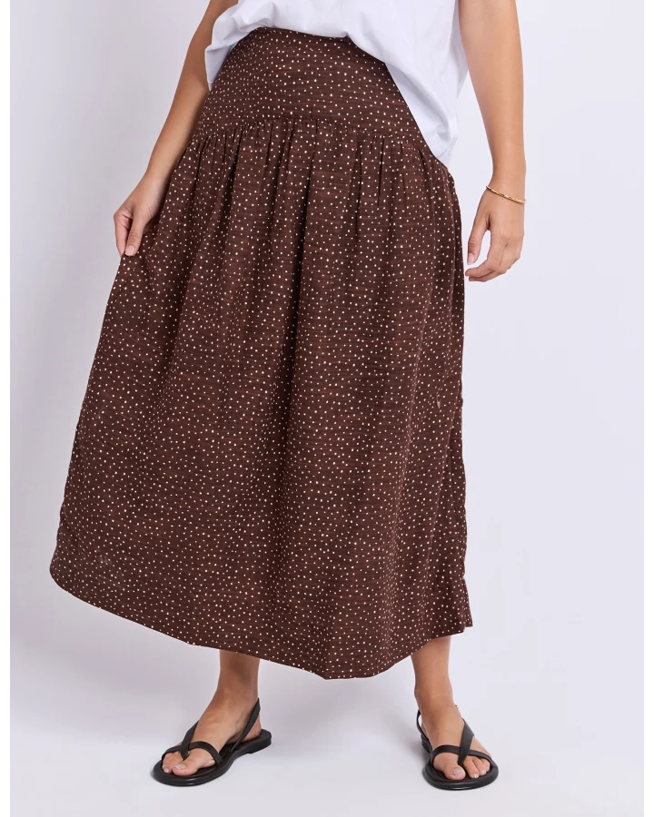 FOXWOOD WREN SPOT SKIRT - CHOCOLATE