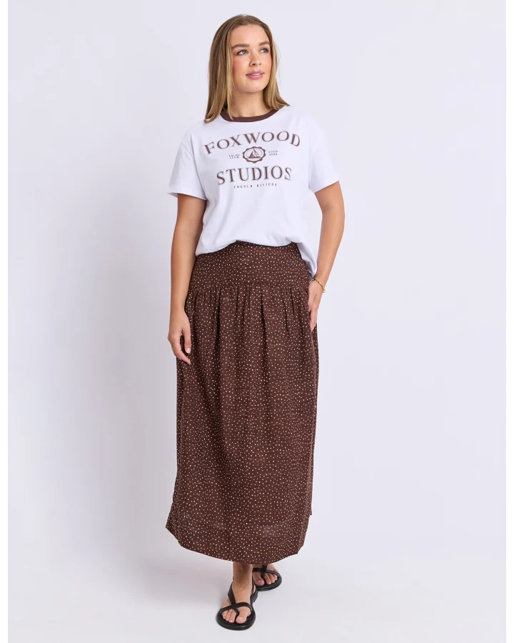 FOXWOOD WREN SPOT SKIRT - CHOCOLATE