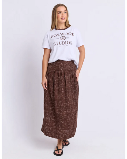 FOXWOOD WREN SPOT SKIRT - CHOCOLATE