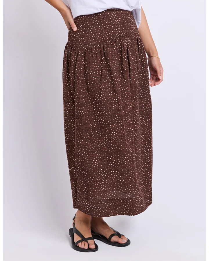 FOXWOOD WREN SPOT SKIRT - CHOCOLATE