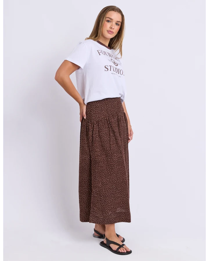 FOXWOOD WREN SPOT SKIRT - CHOCOLATE