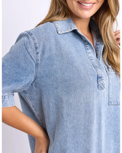 FOXWOOD MONTE SHIRT DRESS - PALE BLUE WASH