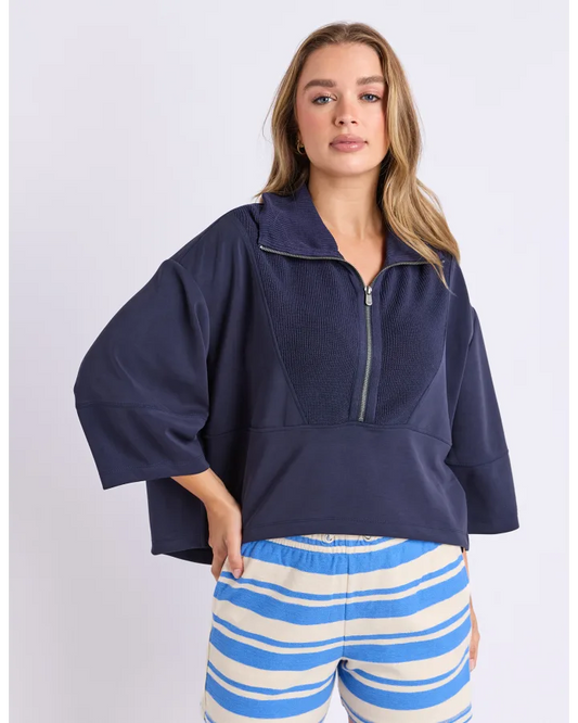 FOXWOOD LINEAR ZIP TOP - NAVY