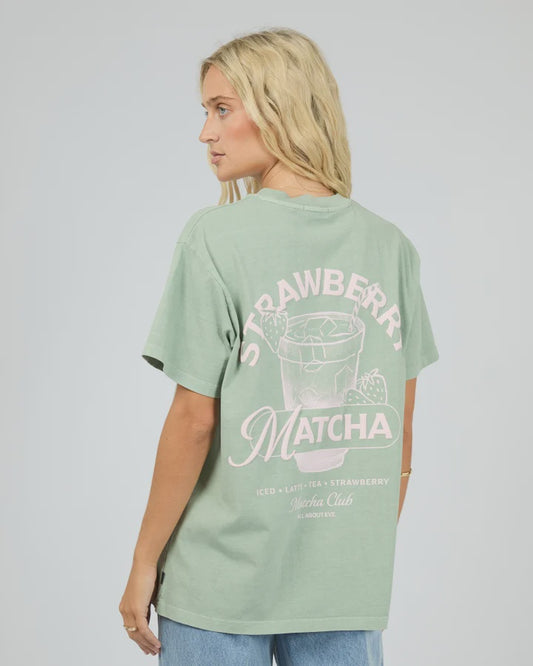 ALL ABOUT EVE MATCHA CLUB RELAXED TEE - SAGE